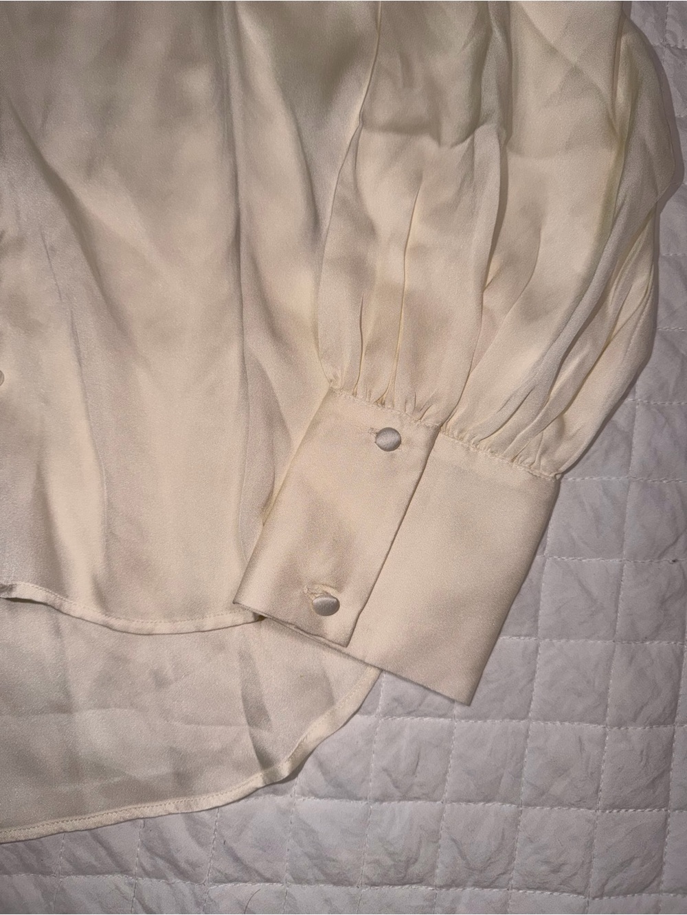 Quince Cream Silk Button-Down Blouse - Picture 6 of 8